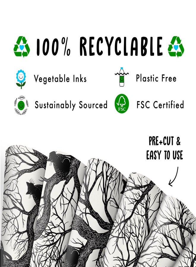 CENTRAL 23 Cat Wrapping Paper - 6 Sheets Of Gift Wrap - Black Cats In Trees - Gothic Spooky Halloween - Fall Wrapping Paper For Men Women - Comes With Stickers - Recyclable - Image 3